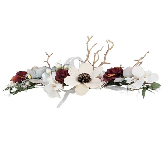 MLINS Bridal Decorative Antler Hair Band Flower Garland Wreaths Garlands Bride