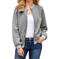 thumbnail image 2 of Spring Fall Women Long Sleeve Bomber Jacket Zipper Casual Fleece Coat, 2 of 4