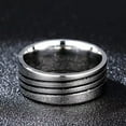 thumbnail image 3 of Retro Black Band Men's Jewellery 8mm Titanium Steel Silver Ring Size 7-13, 3 of 5