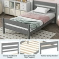 thumbnail image 5 of PAPROOS Twin Bed Frame, Solid Wood Platform Bed with Headboard and Footboard, Modern Twin Bed Frame with Wooden Slats Support, No Box Spring Needed, Gray, 5 of 12