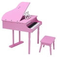 thumbnail image 4 of Classical Kids Piano 30 Keys Wood Toy Mini Grand Piano with Bench Pink, 4 of 6