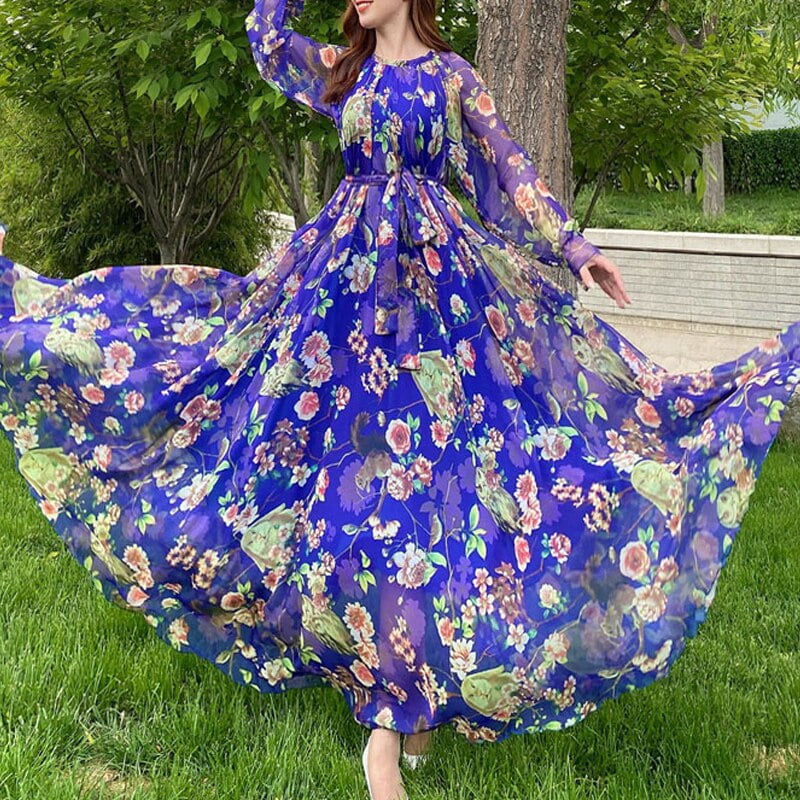 Blue floral maxi online