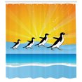 thumbnail image 3 of Ambesonne Sunburst Shower Curtain, Penguins Walking, 69"Wx84"L, Orange Blue, 3 of 3