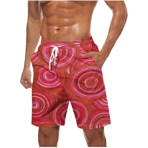 Pantalones Cortos para Hombre de Cintura Elástica con Bolsillos Pantalones de Playa de Impresión Casual, Poliéster Ligero de Moda para la Primavera Verano Al Aire Libre Y el Uso Diario