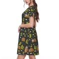 thumbnail image 2 of Balery Funny Sloths In The Forest Vestidos sueltos de manga corta para mujer, vestidos de verano 2025, vestidos casuales de corte A con vuelo., 2 of 6