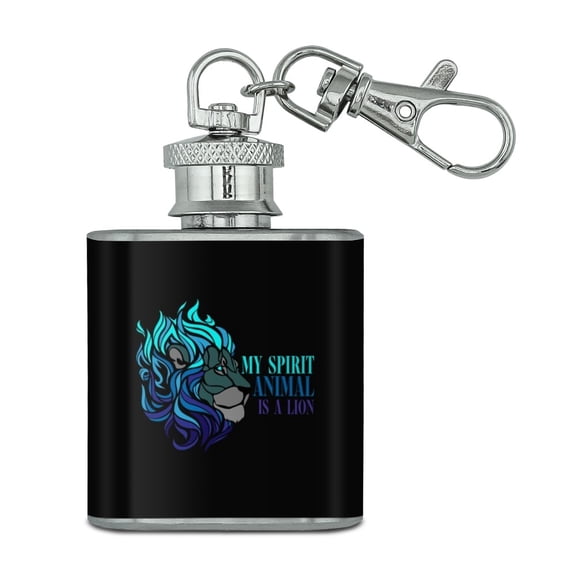 My Spirit Animal is a Lion Stainless Steel 1oz Mini Flask Key Chain
