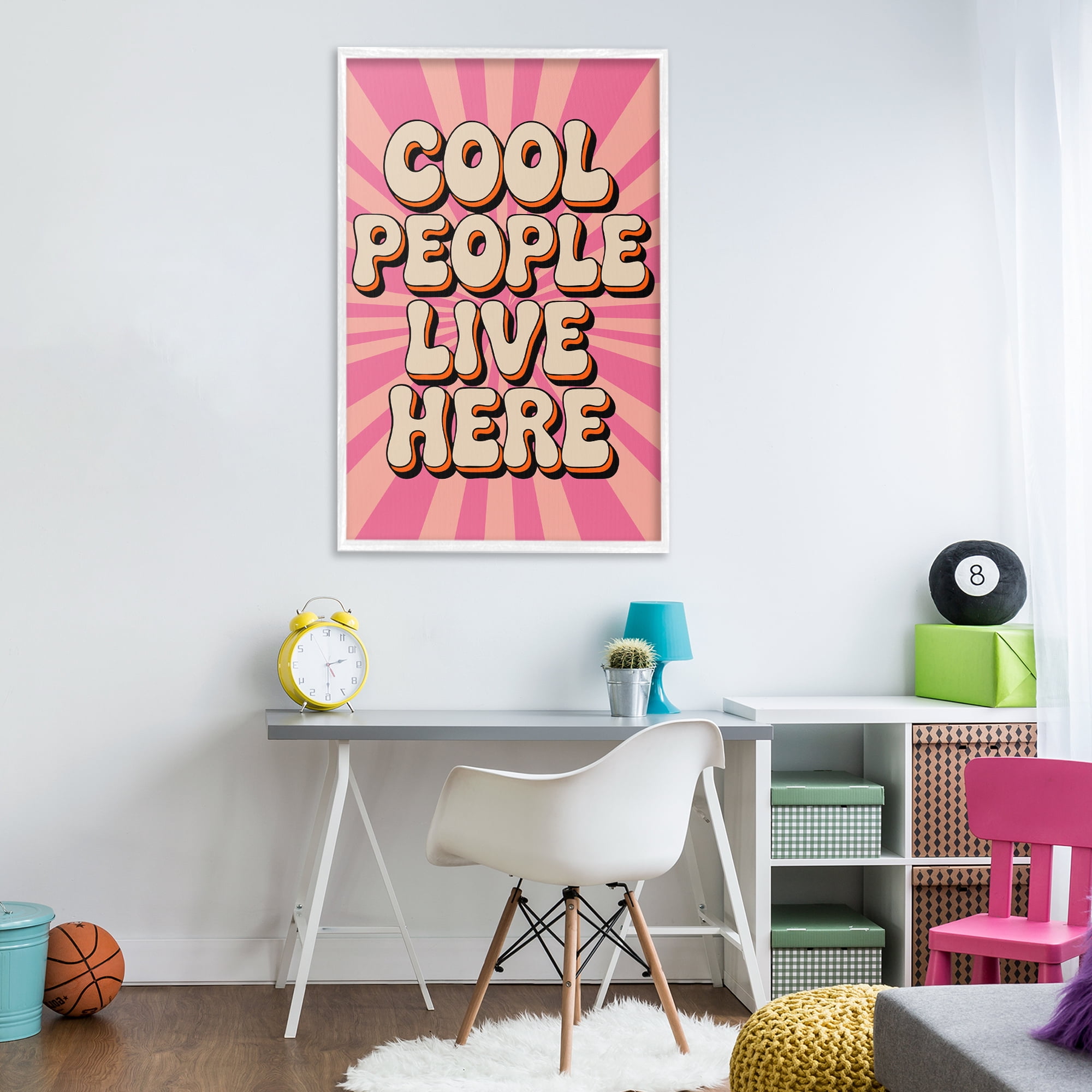 Stupell Industries Groovy Cool People Live Here White Framed Giclee Art, design by Andreas Magnusson