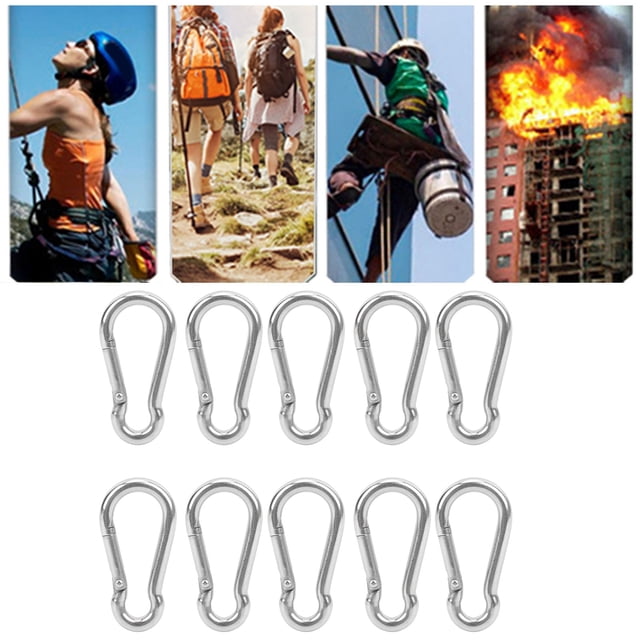 Gancho de Primavera, Cuerda Colgando Acero inoxidable Gancho de Resorte 10 Piezas para Escaparate de FUEGO para Escalar Hielo