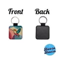 thumbnail image 4 of Hummingbird Cute Faux Leather Square Keychain, 4 of 7
