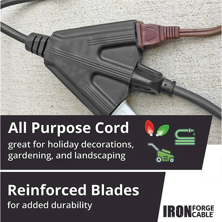  Iron Forge Cable 220/240 Volt Extension Cord, 10 Ft - 14/3 SJTW  6-15P Male Plug to Three Box Outlets : Tools & Home Improvement