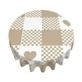 thumbnail image 3 of YFYANG 60 inch Round Table Cloth, Reusable Polyester Beige Love Plaid Pattern Table Cover for Indoor Outdoor Kitchen Restaurant Table Decoration Tablecloths, 3 of 8
