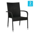 thumbnail image 2 of Flash Furniture Maxim Wicker Dining Chair with Arms, Black, Set of 2, 2 of 9