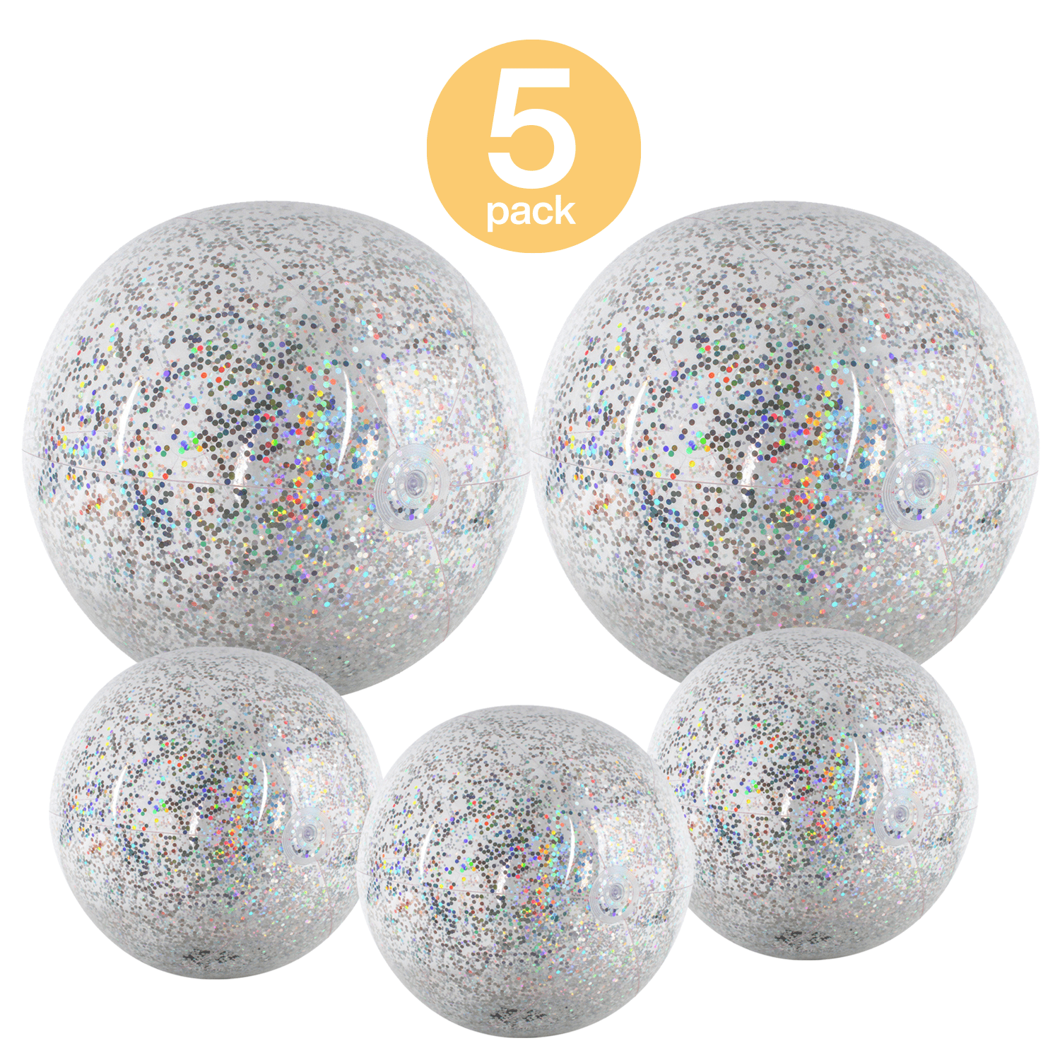 16 inch Sequin Beach Balls Confetti Glitter Clear Beach Ball Swimming Pool Toys Water Game Indoor Outdoor Birthday Summer Party Favors for Kids Inflatable Beach Ball 