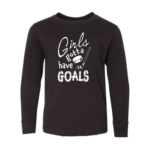 Inktastic Girls Gotta Have Goals- Hockey Player Long Sleeve Youth T-Shirt