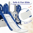 thumbnail image 3 of 5 in 1 Toddler Swing and Slide Set with Climber, Kids Playground Climber Slide Playset with Safety Belt, Armrest, Basketball Hoop, High Adjustable Baby Swing Set for Indoor Outdoor Backyard, Blue, 3 of 10