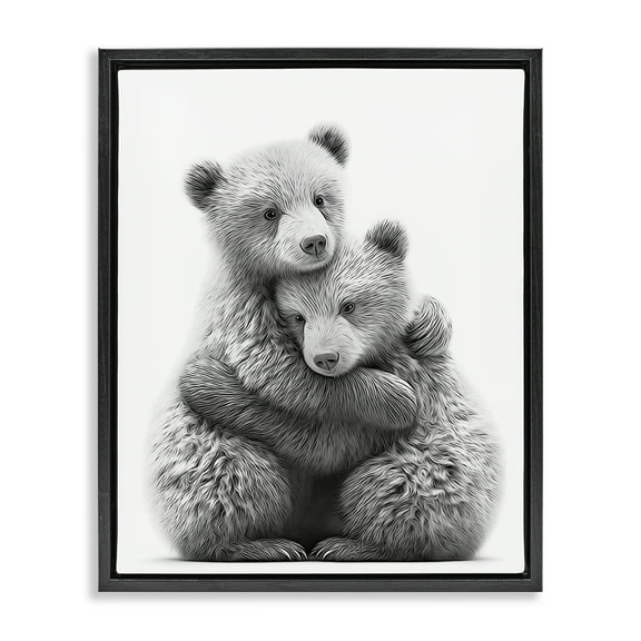 Stupell Industries Two Hugging Bears Animals & Insects Painting Black Floater Framed Art Print Wall Art, 17 x 21