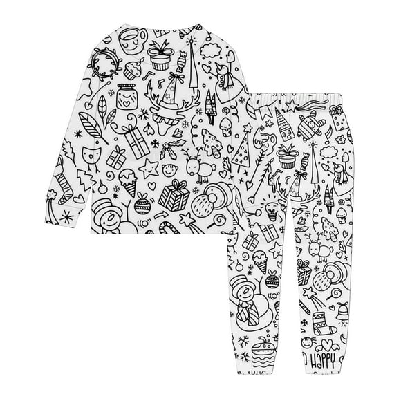 AJIWYH Pyjamas Colorables pour Enfants Enfant Bricolage Peints à la Main Ensemble de Vêtements d'Intérieur Ensembles de Pyjama à Colorier pour Garçon et Fille Peuvent Jouer avec et Porter Ensemble de Pyjama Colorme Enfants Blanc, 7-8 Ans