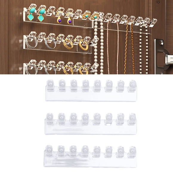 Paquete De 3 Soportes Para Collares De Acrílico, Organizador De Joyas Autoadhesivo Montado En La Pared, Ganchos Para Colgar Joyas, Organizador De Collares Para Niñas Y Mujeres,
