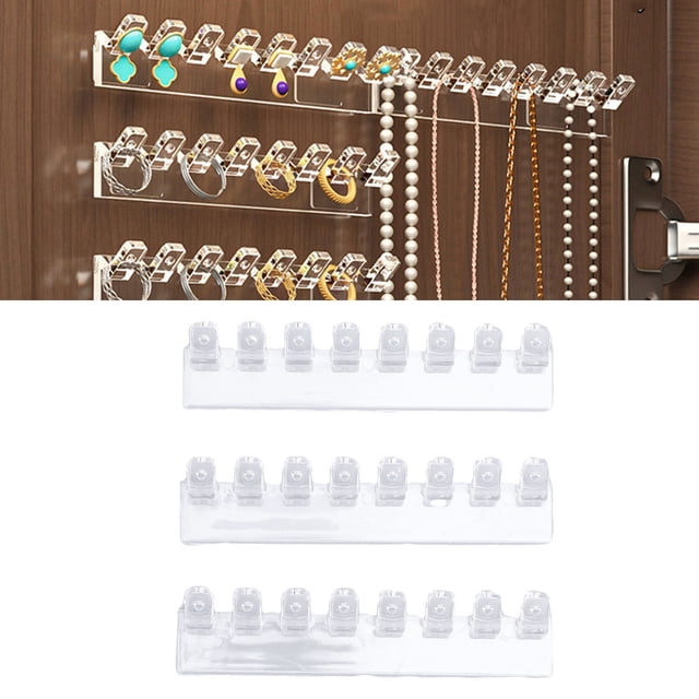 Soporte Para Collares De Acrílico, 8 Ganchos, Organizador De Collares Transparente, Organizador De Joyas Montado En La Pared, Colgador De Collares Con Pegatinas Adhesivas Para