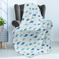 thumbnail image 4 of Fish Soft Flannel Fleece Blanket, Fish Net with Polka Dots Abstract Animal Silhouettes Nature Inspired Image, Cozy Plush for Indoor and Outdoor Use, 50" x 60", Blue Pale Blue White, by Ambesonne, 4 of 5