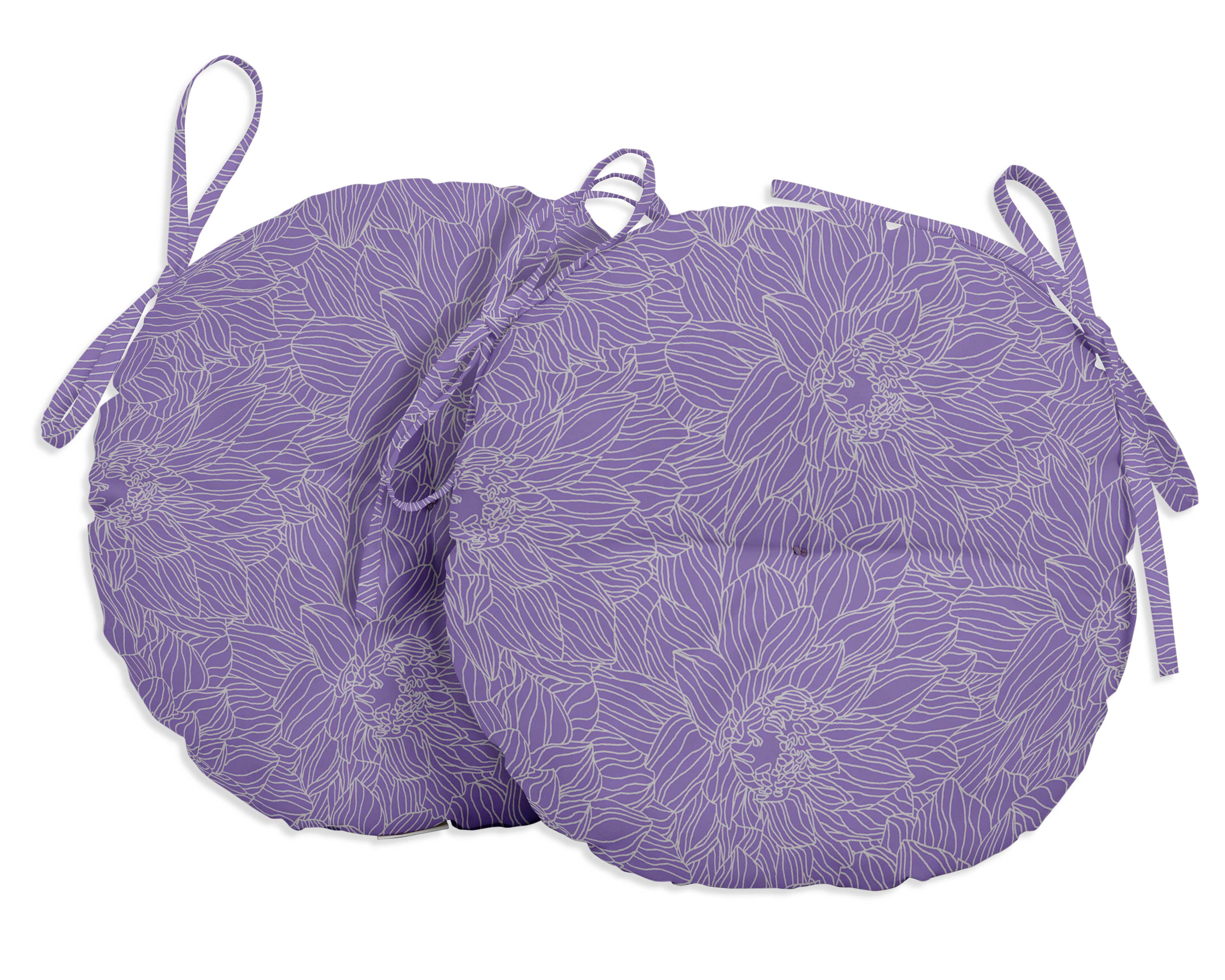 Vargottam Indoor/Outdoor Round Bistro Chair Cushions Block Print 15Inch Bistro Chair Pads