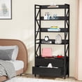 thumbnail image 3 of Bookshelf with Drawers, 70.8" Modern Bookcase with 2 Drawers, 5 Shelf Open Shelf for Storage, 3 of 7