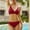 Wine, variant on Women's High Waisted Bikini, Twist Front Tie Back 2 Piece Swimsuits, Wrap Halter Bathing Suit Wine XL