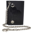thumbnail image 3 of Men's RFID Blocking Trifold Biker Genuine Leather Steel Chain Truck Wallet Snap closure, 3 of 5