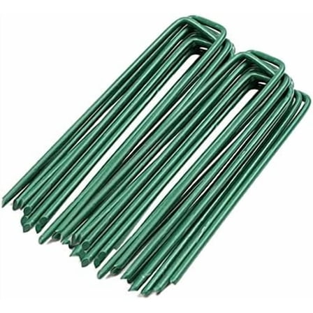 Garden Pegs Pins Gardening Stakes Landscape Staples Ground Anchor Peg U Shape Steel Nail Pins for Artificial Grass Sod Weed Membrane Grass Fabric Netting, 15 Pack