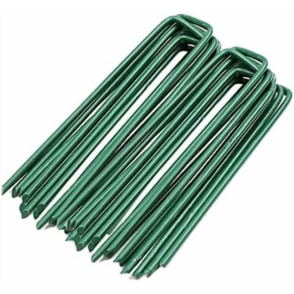 Garden Pegs Pins Gardening Stakes Landscape Staples Ground Anchor Peg U Shape Steel Nail Pins for Artificial Grass Sod Weed Membrane Grass Fabric Netting, 15 Pack