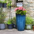 thumbnail image 6 of WORTH 23.5" H. Large Plastic Planters - Set of 2 Gradient Blue Glossy Smooth Finish - Tall Plant Pots for Indoor & Outdoor Use - Decorative Lightweight Flower Pots for Front Porch, Patio, Deck, 6 of 7