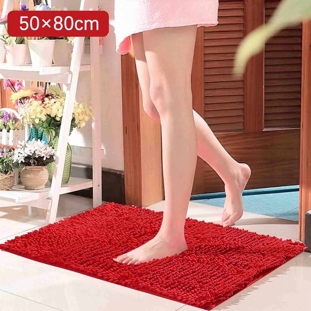 HGWXX7 Tapis de Salle de Bain Rouge Vif, Tapis de Salle de Bain Antidérapant, Doux et Confortable, Durable, Épais, Lavable en Machine, Réutilisable