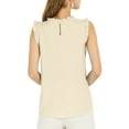 thumbnail image 3 of INSPIRE CHIC Blouse Sans Manches pour Femme, à Volants, Plissée, Blouse CHIC pour le Travail, S Beige, 3 of 8