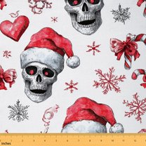 Homewish Spooky Halloween Fabric by the Yard 3 Yard,Gothic Skeleton Sewing Fabric,Red Snowflake Bowtie Room Decor Fabric by the Yard For Kids,Ultra Soft Home Decor