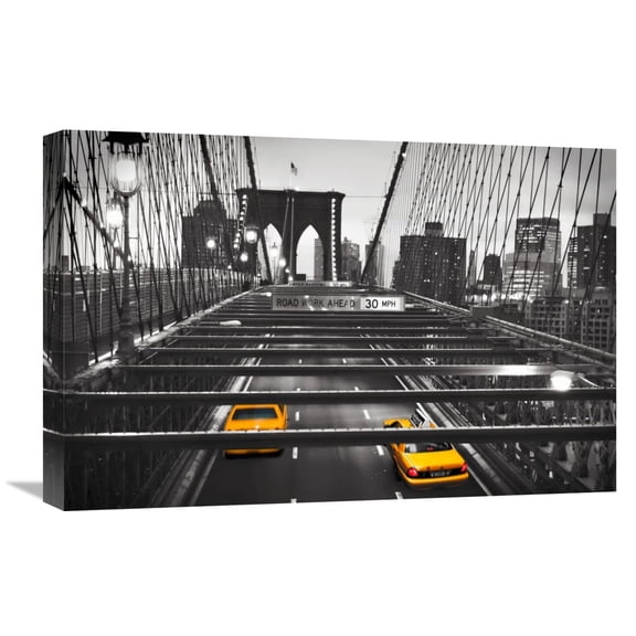 Global Gallery Anonymous,'Taxi on Brooklyn Bridge, NYC' Stretched Canvas Artwork