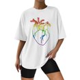 thumbnail image 2 of Gibobby Playera Corte clásico para Mujer Camisetas tamaño para mujer, camisetas holgadas manga corta con cuello redondo, blusa informal verano, camiseta bás(Blanco,M), 2 of 4