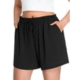 thumbnail image 3 of Cueply Women's Plus Size Shorts Casual Elastic Waist Ruffle Belted Shorts Adjustable Tie Knot Short for Women with Pockets, 3 of 9
