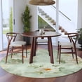 thumbnail image 3 of Camellia Flower Round Rugs for Living Room 6ft White Floral Mint Green Boho Vintage Non Slip Circle Rug Washable Low-Profile Indoor Carpet for Bedroom, Dining Room, Bathroom, 3 of 9