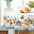 thumbnail image 2 of Oval Fall Tablecloth,Thanksgiving Autumn Harvest Blue Pumpkin Sunflower Maple Leaf Table cloth,Polyester Waterproof Wrinkle Resistant Durable Tablecloth for Fall,Thanksgiving,Home Decor 60x120in, 2 of 6