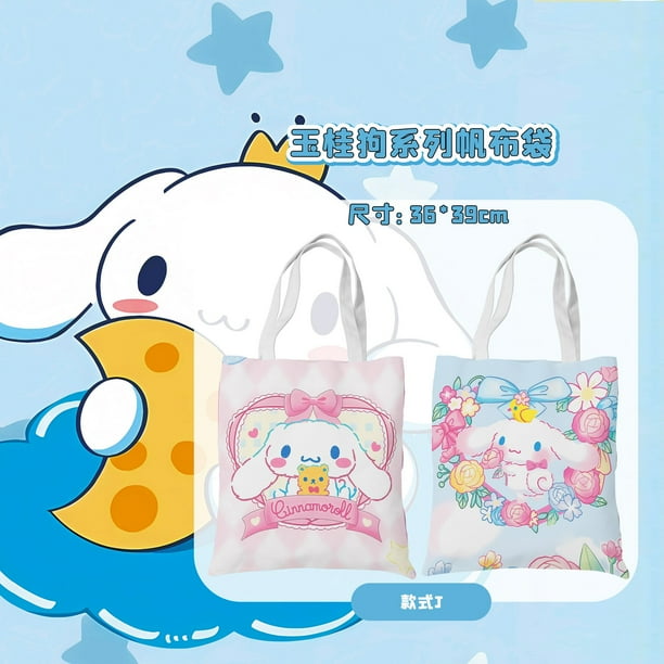 Sanrio-Bolso escolar Cinnamoroll, bolsa de lona portátil de gran capacidad, con estampado de doble cara, para ir al colegio, Simple, nuevo regalo