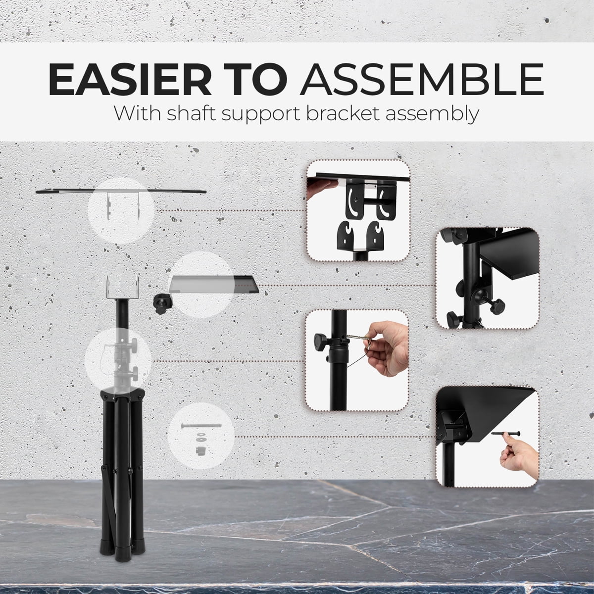 Flashpoint Projector Laptop Tripod Stand, Adjustable FoldableHeight, DJ Gear Holder, Perfect for Office, Home, Stage, Studio Equipment