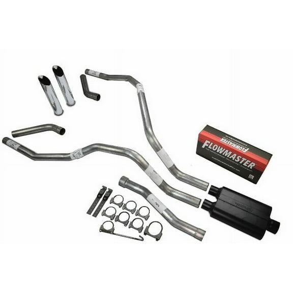 For Nissan Titan 04-06 Dual Exhaust 2.5" Flowmaster Super 44 Corner Exit Slash