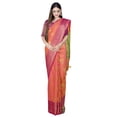 thumbnail image 1 of Chandrakala Women's Mustard Cotton Blend Zari Work Banarasi Saree,Free Size(1424PEA), 1 of 3