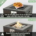thumbnail image 6 of Spaco 24" Square Propane Gas Fire Pit Table, 50000 BTU Fire Pit with Tile Tabletop and Beautiful Wicker Base for Patio, Backyard, Brown, 6 of 17