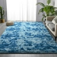 thumbnail image 4 of Noahas Fluffy Area Rug for Living Room Bedroom, 4 x 6 Tie-Dyed Blue Rug Fuzzy Non-Slip Modern Carpet Ultra Soft Faux Fur Rugs for Dorm Kids Room Home Decor, 4 of 6