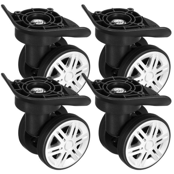 OUNONA 4-Pack Black Replacement Suitcase Wheels with 360° Swivel and Kit for Luggage