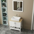 thumbnail image 3 of 32" Modern Bathroom Vanity with Sink, Solid Wood Cabinet & Open Shelf Combo, White + Natural Vanity Set with Mirror for Small Spaces, 3 of 9