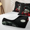 thumbnail image 4 of Homewish Spooky Skull Raven Twin Quilt Set,Red Rose Floral Twin Coverlet Set,Halloween Duvet,2pcs, 4 of 7