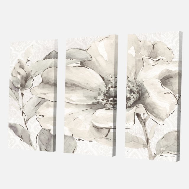 Designart - Indigold Grey Peonies IV - Farmhouse Canvas Art