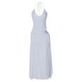 thumbnail image 5 of Laqbezok Sexy Bodysuit and Skirt 2 Piece Set for Women, Backless Halter V-Neck Top & High Slit Maxi Skirt Summer Outfit, Casual Beach Party Clubwear, Solid Color Vacation Dress, 5 of 7